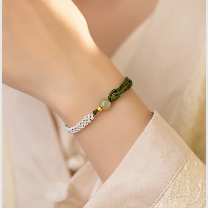 elegant jade bracelet red string: three lives hetian jewelry | star8s - star8s