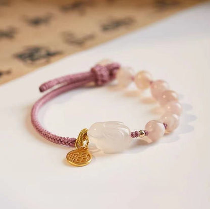Elegant Rabbit Bracelet: Hetian Jade Animal Year Gift | STAR8S