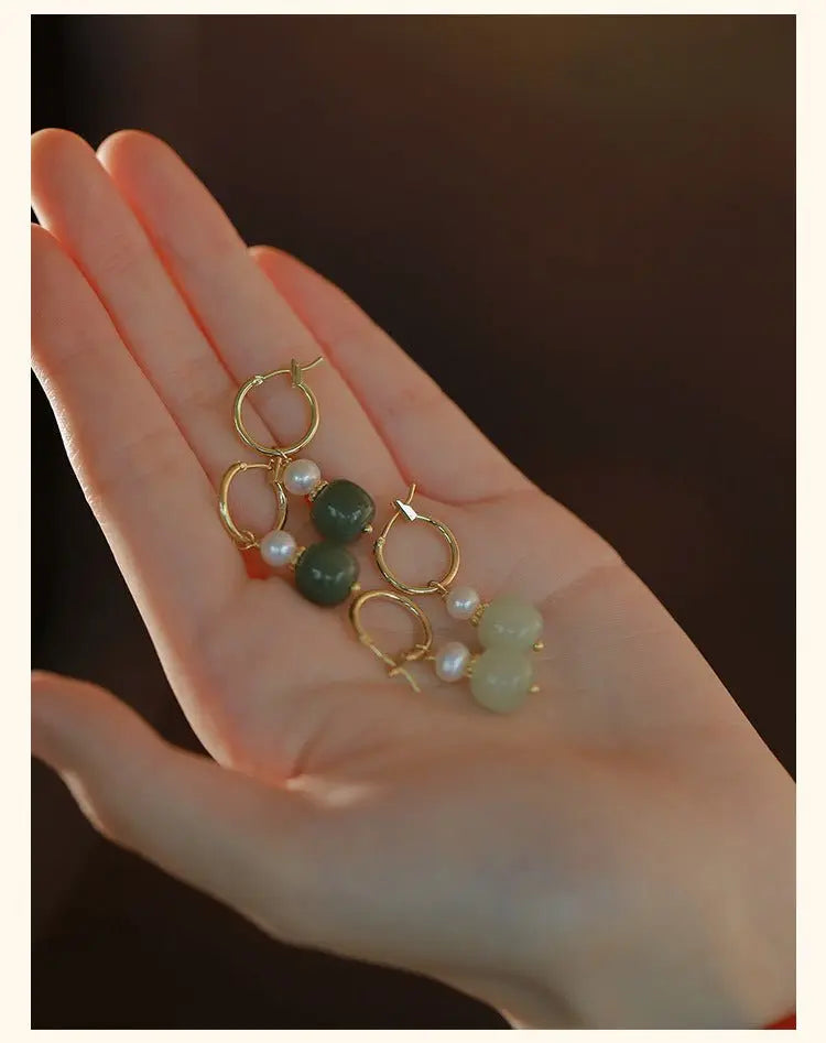 elegant real jade earrings - hetian jade, ball, 925 silver, vintage style | star8s