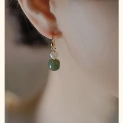 Elegant Real Jade Earrings - Hetian Jade, Ball, 925 Silver, Vintage Style | STAR8S - STAR8S