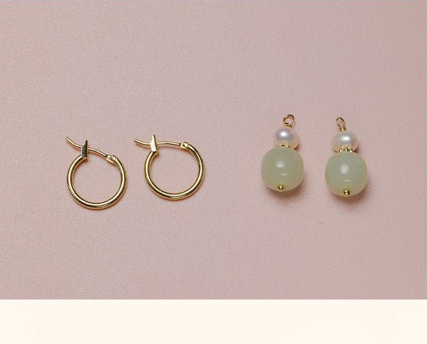 elegant real jade earrings - hetian jade, ball, 925 silver, vintage style | star8s - star8s