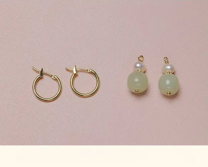 Elegant Real Jade Earrings - Hetian Jade, Ball, 925 Silver, Vintage Style | STAR8S - STAR8S