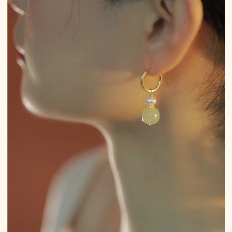 Elegant Real Jade Earrings - Hetian Jade, Ball, 925 Silver, Vintage Style | STAR8S - STAR8S