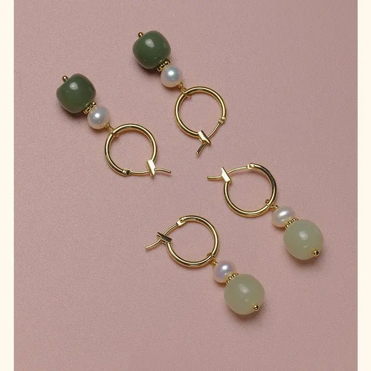 Elegant Real Jade Earrings - Hetian Jade, Ball, 925 Silver, Vintage Style | STAR8S - STAR8S