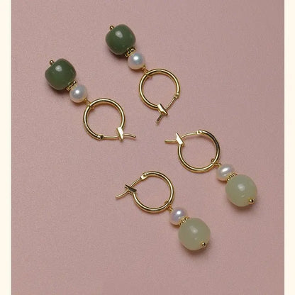 Elegant Real Jade Earrings - Hetian Jade, Ball, 925 Silver, Vintage Style | STAR8S - STAR8S