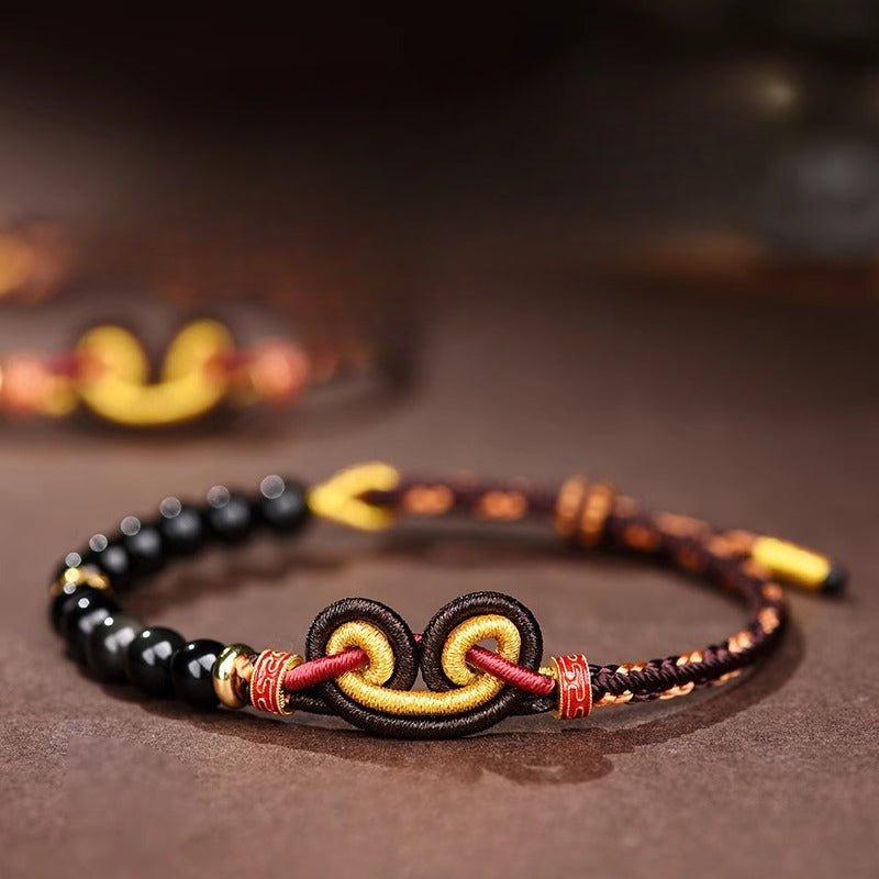 epic & lucky black agate bracelets: black myth wukong woven string bracelet | star8s