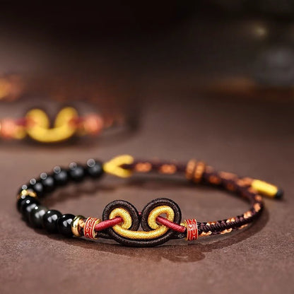 Epic & Lucky Black Agate Bracelets: Black Myth Wukong Woven String Bracelet | STAR8S