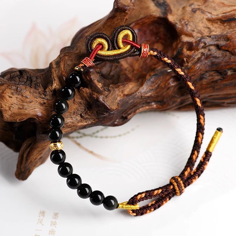 epic & lucky black agate bracelets: black myth wukong woven string bracelet | star8s