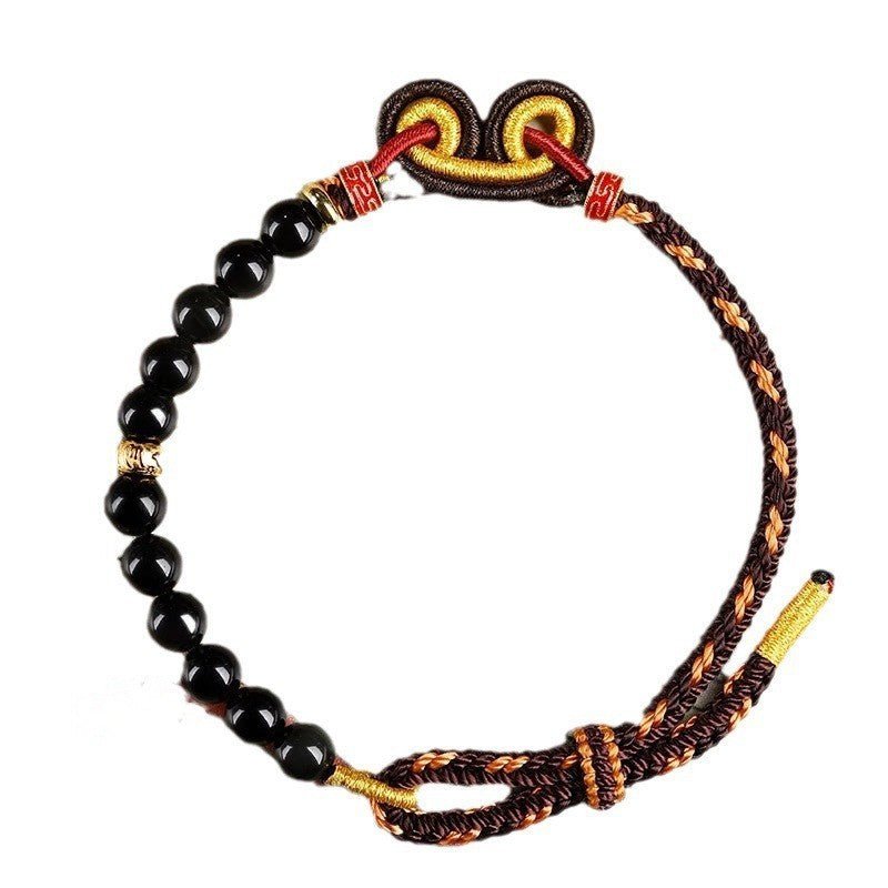 epic & lucky black agate bracelets: black myth wukong woven string bracelet | star8s