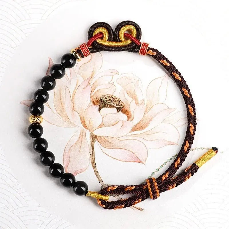 epic & lucky black agate bracelets: black myth wukong woven string bracelet | star8s