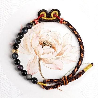 Epic & Lucky Black Agate Bracelets: Black Myth Wukong Woven String Bracelet | STAR8S