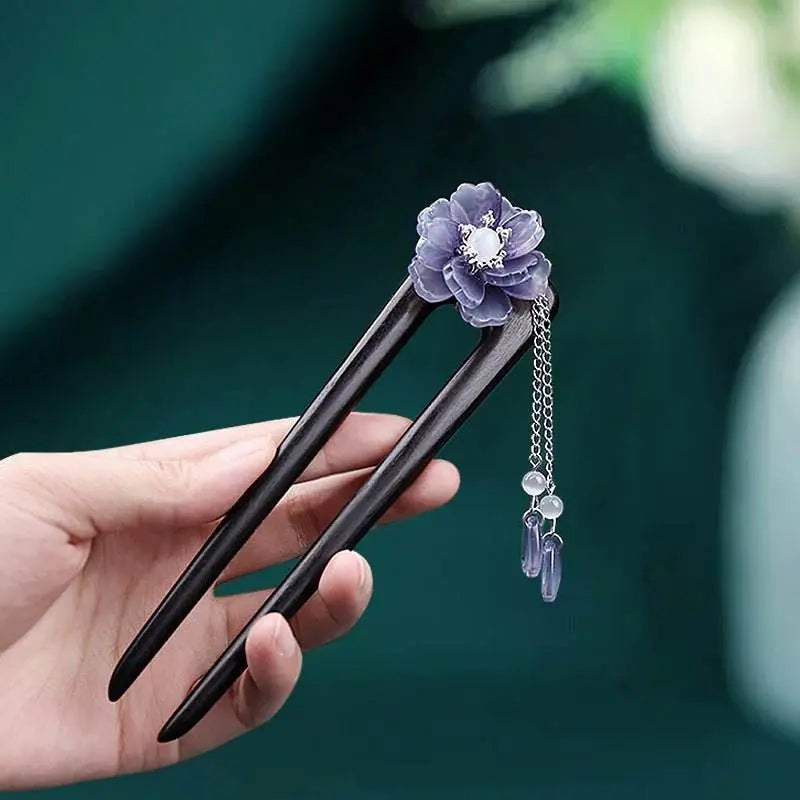 ethereal vintage lily hairpin for qipao hanfu bun premium choice - star8s