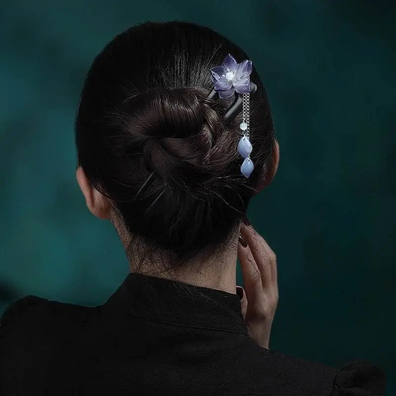 ethereal vintage lily hairpin for qipao hanfu bun premium choice - star8s