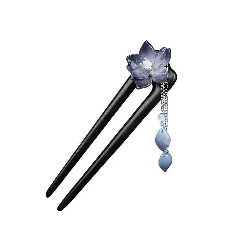 ethereal vintage lily hairpin for qipao hanfu bun premium choice - star8s