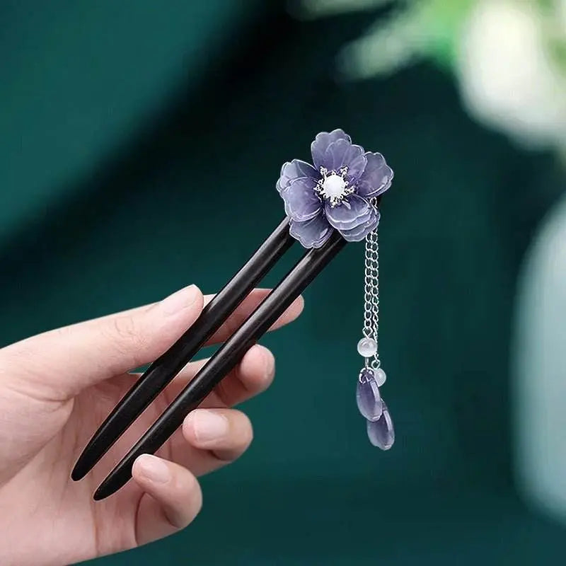 ethereal vintage lily hairpin for qipao hanfu bun premium choice - star8s