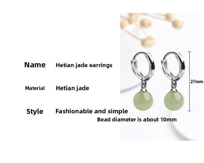 Ethical Hetian Jade Round Earrings - Traditional Chinese Craftsmanship - STAR8S