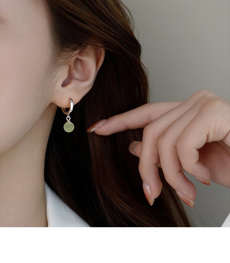 ethical hetian jade round earrings - traditional chinese craftsmanship - star8s