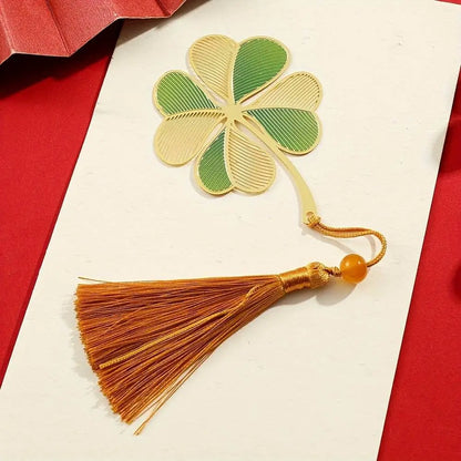 Festive Chinese - style Metal Enamel Bookmark - Leaf Shapes, Lightweight and Portable, Great for Reading and Gifting - STAR8S