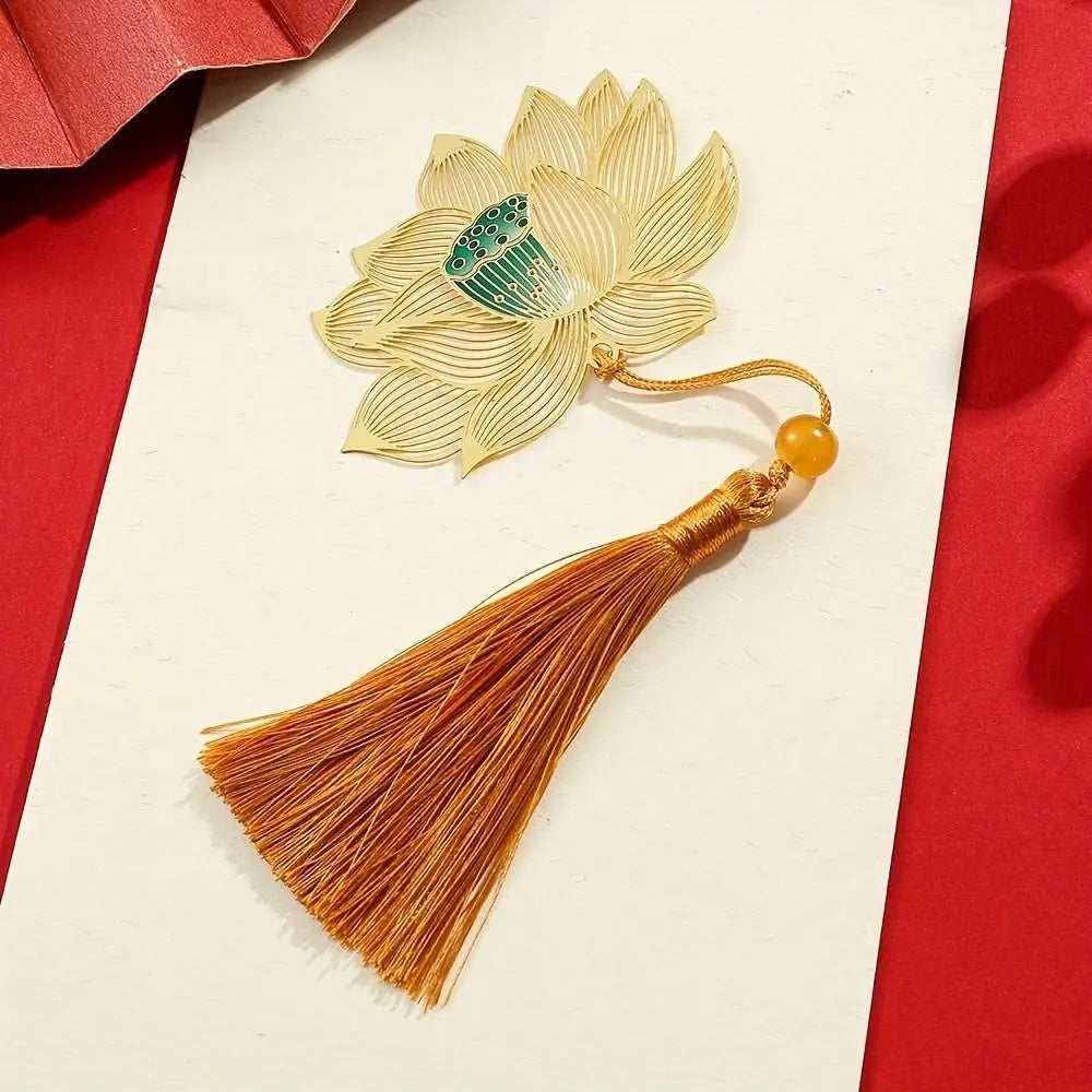 Festive Chinese - style Metal Enamel Bookmark - Leaf Shapes, Lightweight and Portable, Great for Reading and Gifting - STAR8S