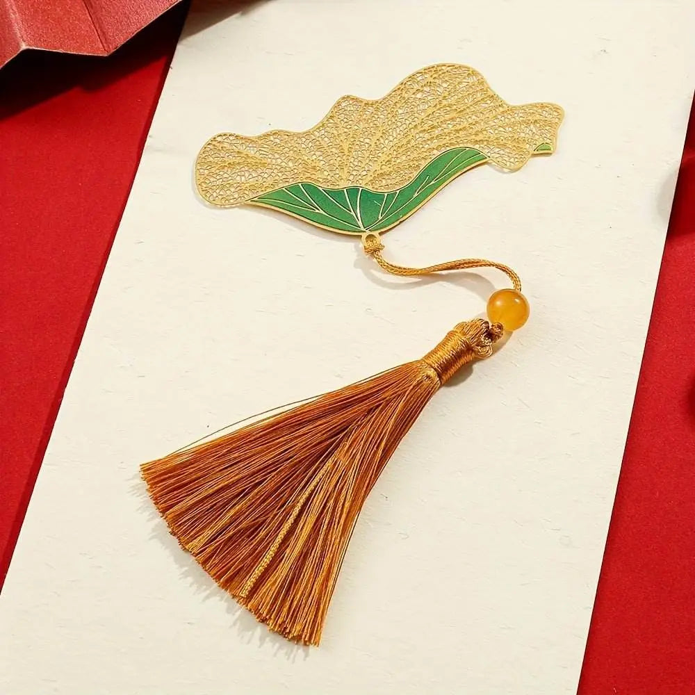 festive chinese - style metal enamel bookmark - leaf shapes, lightweight and portable, great for reading and gifting - star8s