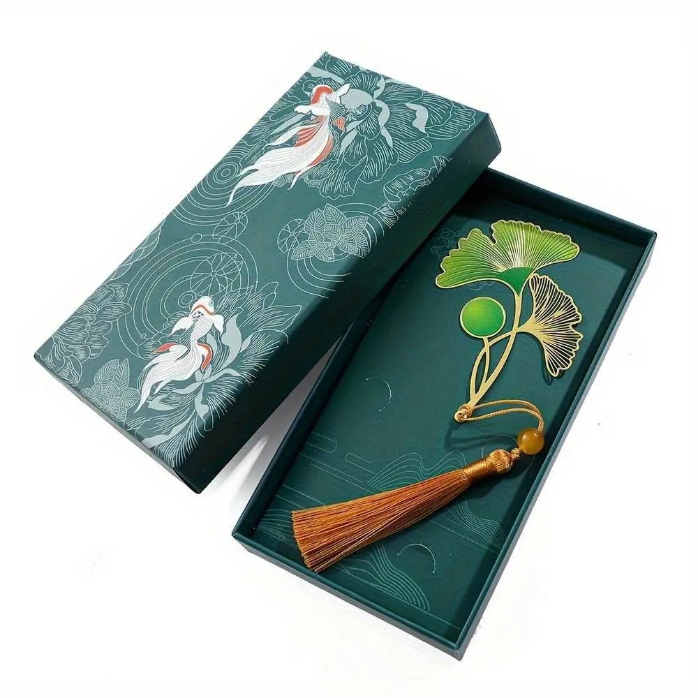 Festive Chinese - style Metal Enamel Bookmark - Leaf Shapes, Lightweight and Portable, Great for Reading and Gifting - STAR8S
