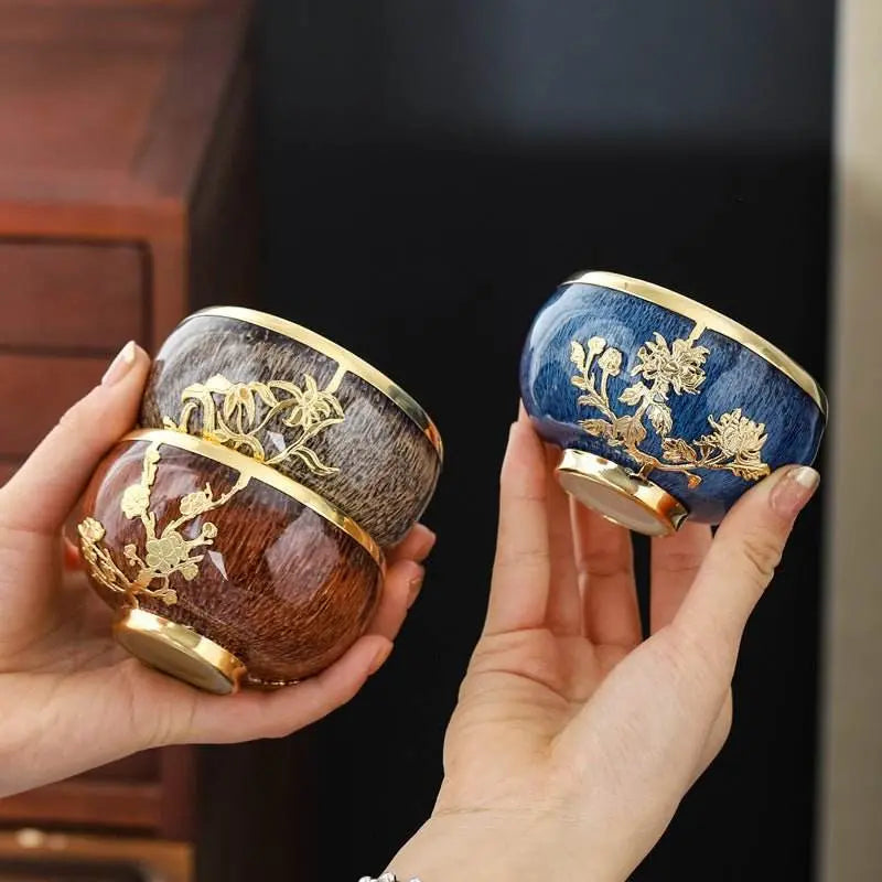 Five Elements Jianzhan Tea Cups – Gold-Inlaid Home Gift, Tea Time Stress-Free Joy & Artistic Recognition - STAR8S