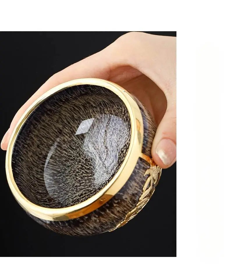 five elements jianzhan tea cups – gold-inlaid home gift, tea time stress-free joy & artistic recognition - star8s