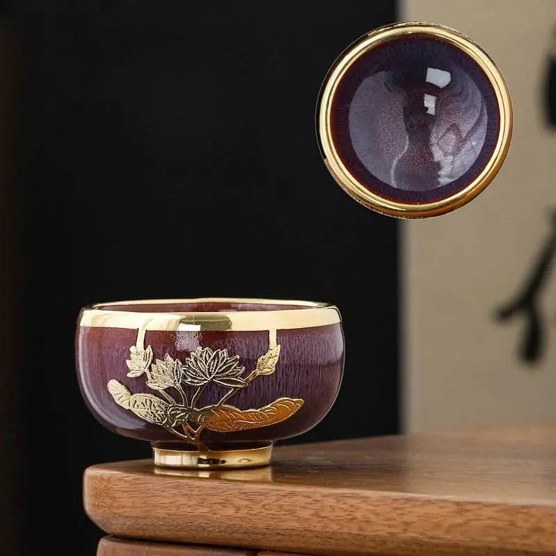 five elements jianzhan tea cups – gold-inlaid home gift, tea time stress-free joy & artistic recognition - star8s