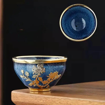 Five Elements Jianzhan Tea Cups – Gold-Inlaid Home Gift, Tea Time Stress-Free Joy & Artistic Recognition - STAR8S