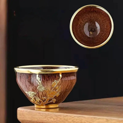 Five Elements Jianzhan Tea Cups – Gold-Inlaid Home Gift, Tea Time Stress-Free Joy & Artistic Recognition - STAR8S