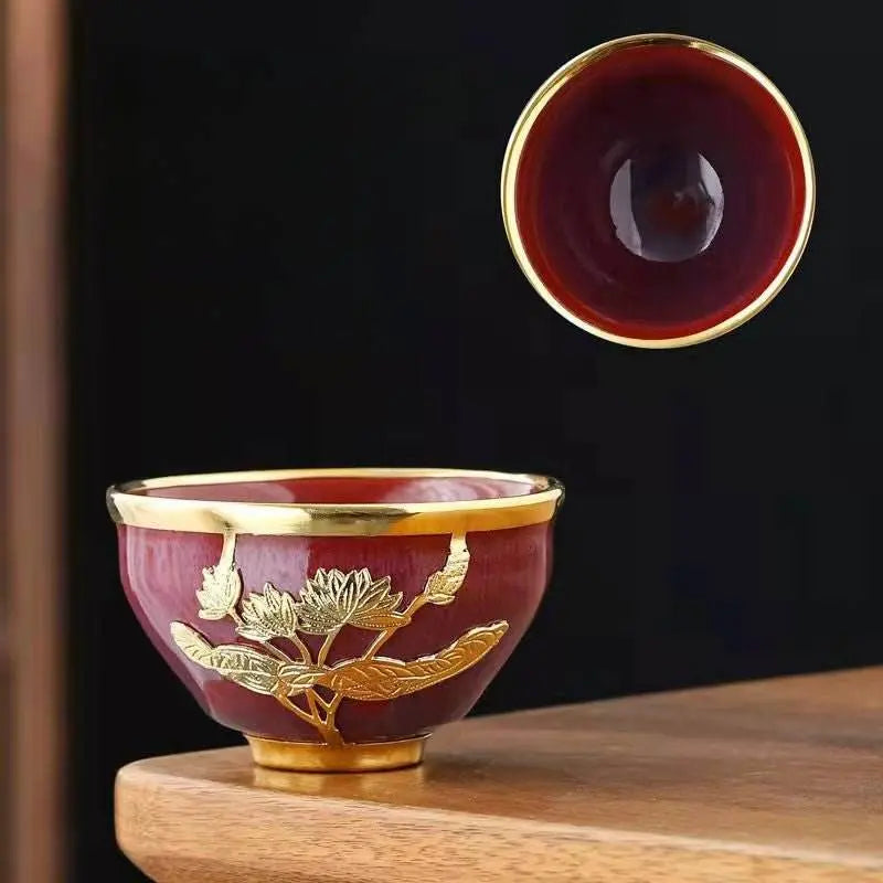 Five Elements Jianzhan Tea Cups – Gold-Inlaid Home Gift, Tea Time Stress-Free Joy & Artistic Recognition - STAR8S