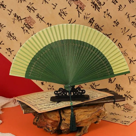 Folding Bamboo Plait Fan in Neo - Chinese Style, Ideal for Summer and Ancient - style Outfits - STAR8S