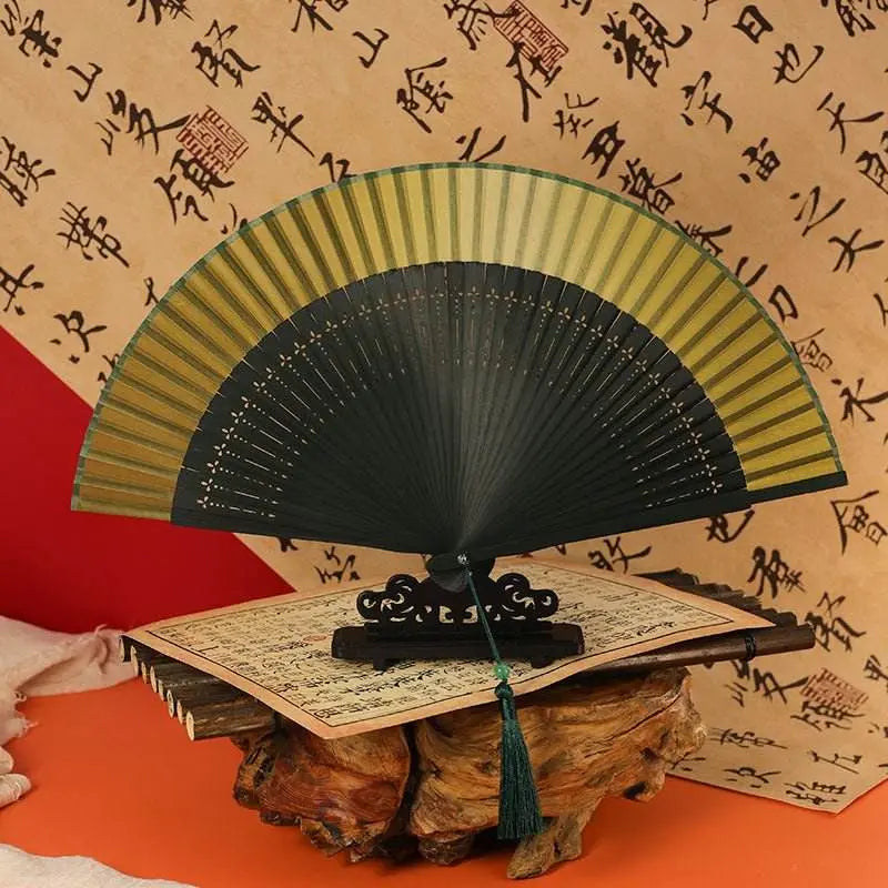 Folding Bamboo Plait Fan in Neo - Chinese Style, Ideal for Summer and Ancient - style Outfits - STAR8S
