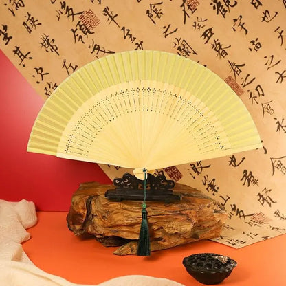 Folding Bamboo Plait Fan in Neo - Chinese Style, Ideal for Summer and Ancient - style Outfits - STAR8S