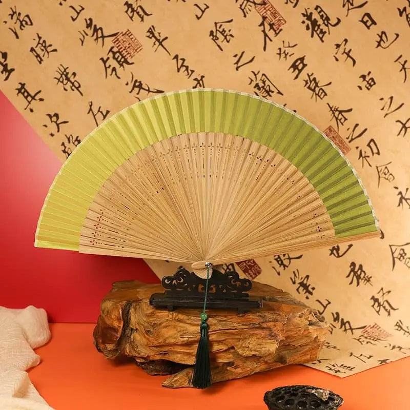 Folding Bamboo Plait Fan in Neo - Chinese Style, Ideal for Summer and Ancient - style Outfits - STAR8S