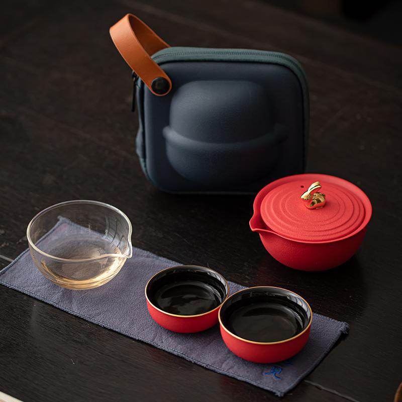 glass quick cup one pot two cups portable travel tea set for outdoor - star8s