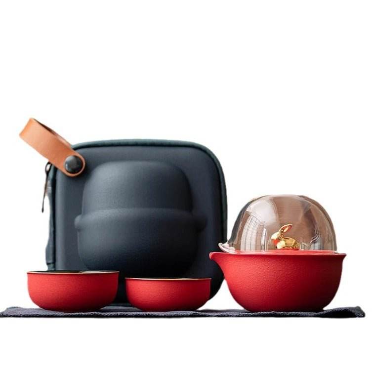 glass quick cup one pot two cups portable travel tea set for outdoor - star8s