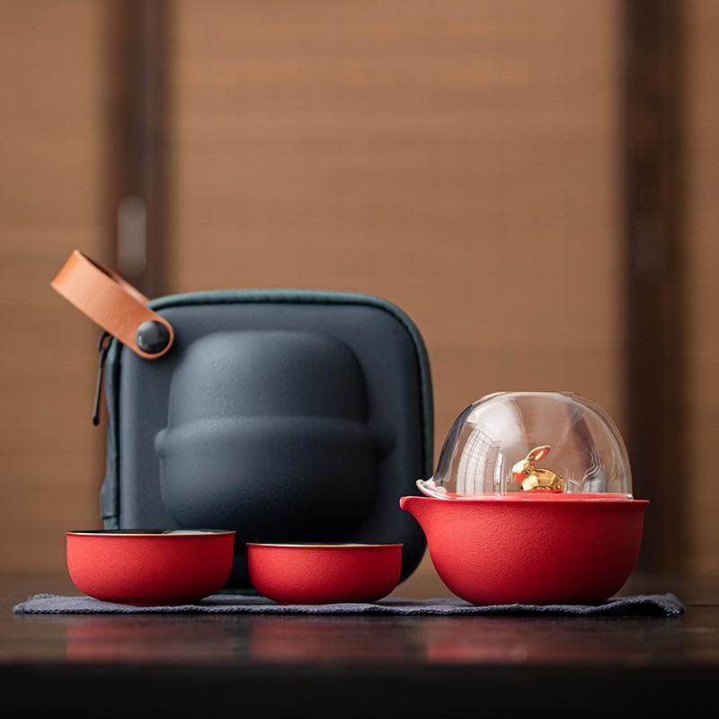 Glass Quick Cup One Pot Two Cups Portable Travel Tea Set for Outdoor - STAR8S