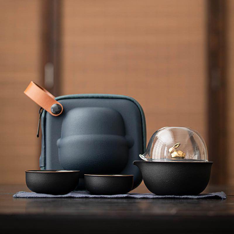 glass quick cup one pot two cups portable travel tea set for outdoor - star8s