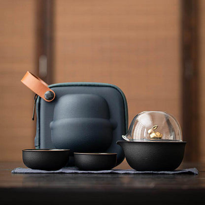 Glass Quick Cup One Pot Two Cups Portable Travel Tea Set for Outdoor - STAR8S