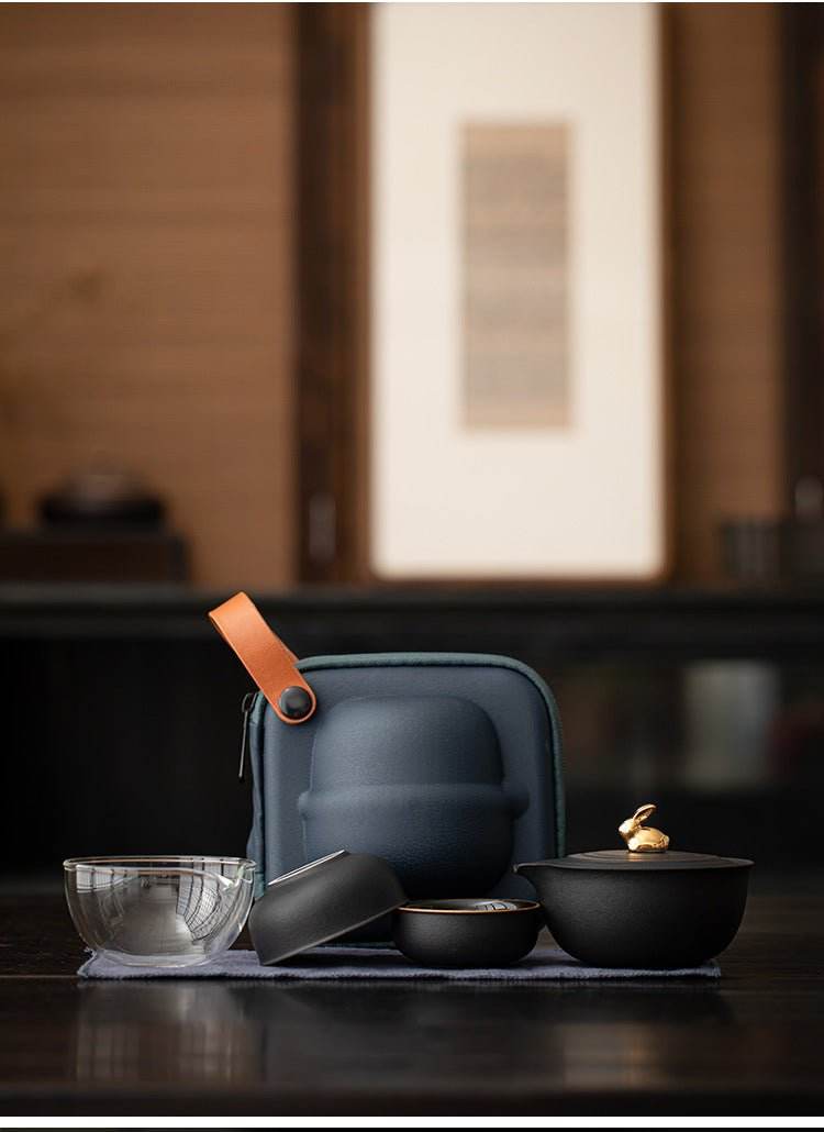 glass quick cup one pot two cups portable travel tea set for outdoor - star8s