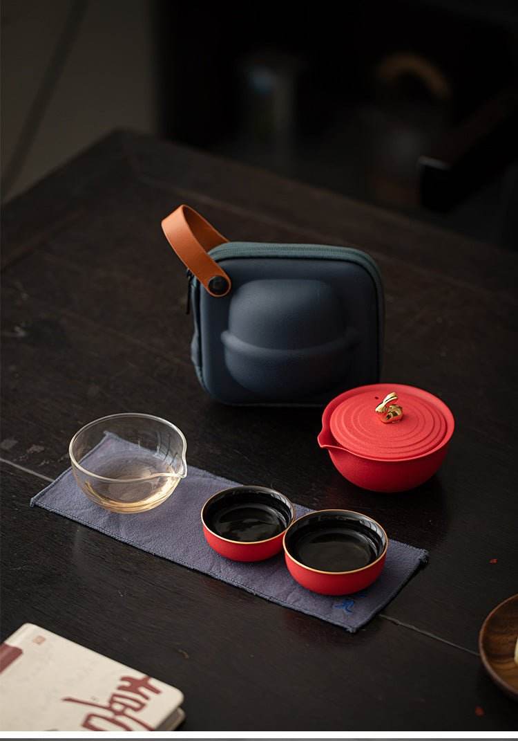 glass quick cup one pot two cups portable travel tea set for outdoor - star8s