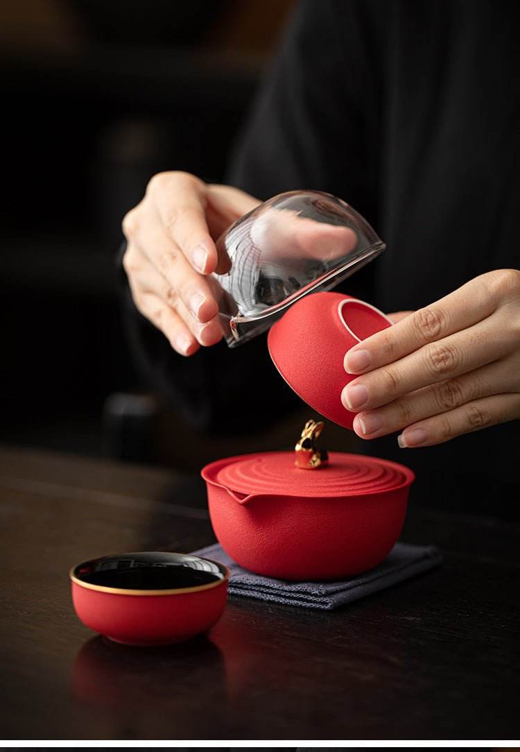 glass quick cup one pot two cups portable travel tea set for outdoor - star8s