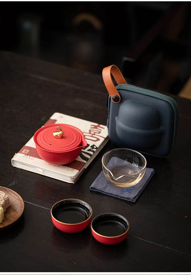 Glass Quick Cup One Pot Two Cups Portable Travel Tea Set for Outdoor - STAR8S