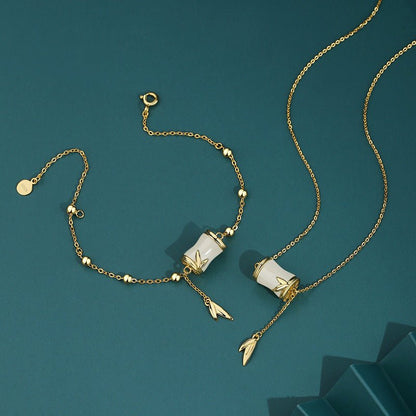 Gold Jade Bracelet: Hetian Bamboo 925 Silver | STAR8S
