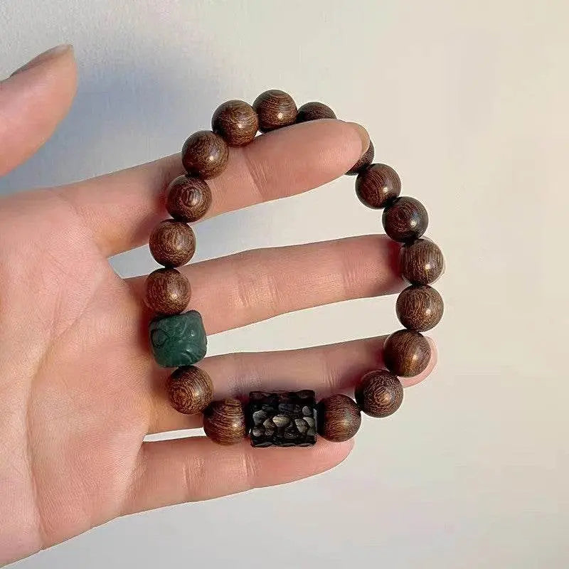 Golden Sandalwood & Bodhi Lion - carving Couple Bracelet, Retro - style Jewelry - STAR8S