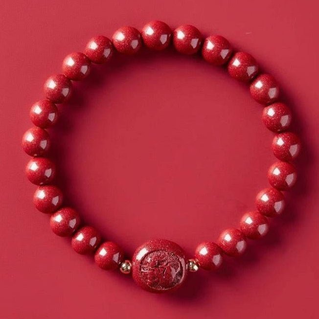 gorgeous & auspicious chinese bracelet with cinnabar zodiac beads - star8s - star8s