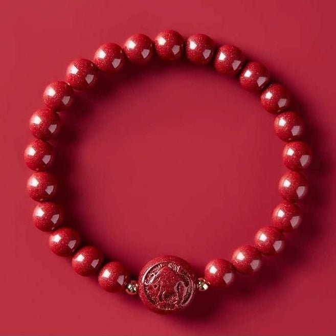 gorgeous & auspicious chinese bracelet with cinnabar zodiac beads - star8s - star8s