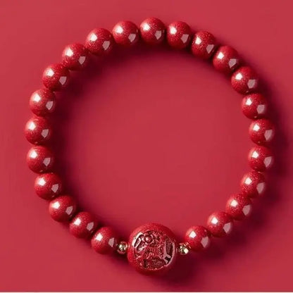 Gorgeous & Auspicious Chinese Bracelet with Cinnabar Zodiac Beads - STAR8S - STAR8S