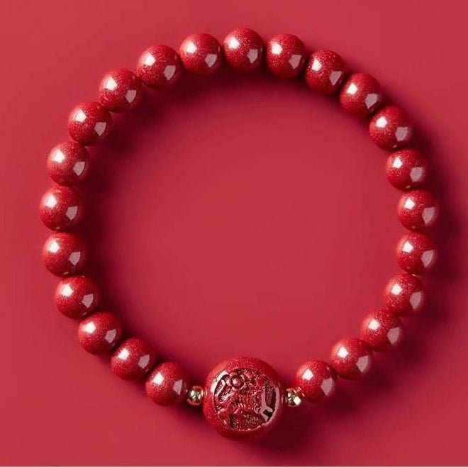 gorgeous & auspicious chinese bracelet with cinnabar zodiac beads - star8s - star8s